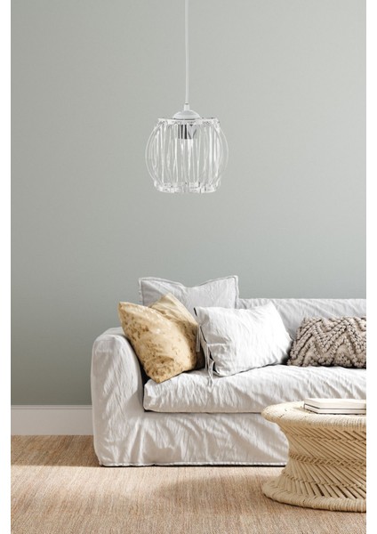 Modern beyaz kristal avize, şık ve parlak aydınlatma, 20x60 boyut, 1 ampüllü