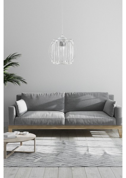 Modern beyaz kristal avize, şık ve parlak aydınlatma, 20x60 boyut, 1 ampüllü
