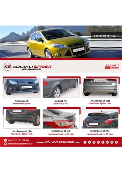 Ford Focus 3 Sd Cam Çıtası 8 Prç. Krom 2011-2014