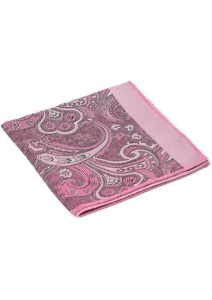 Pembe Şal Motif Desen Kravat Mendil Set