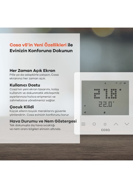 Akıllı Oda Termostatı Kablosuz Kombi Kontrolü V5