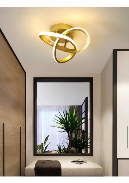 Modern Plafonyer Tavan Boomerang LED Avize Eskitme Gold 4000K Gün Işığı