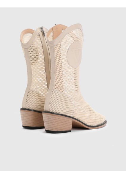 Reijo Hakiki Deri File Kadın Bej Topuklu Bot fırsatları