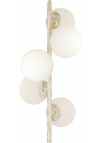 Modern beyaz metal lambader, 5'li elektrikli set, şık tasarım, cam detaylı, yüksekliği 101-150 cm fırsatları