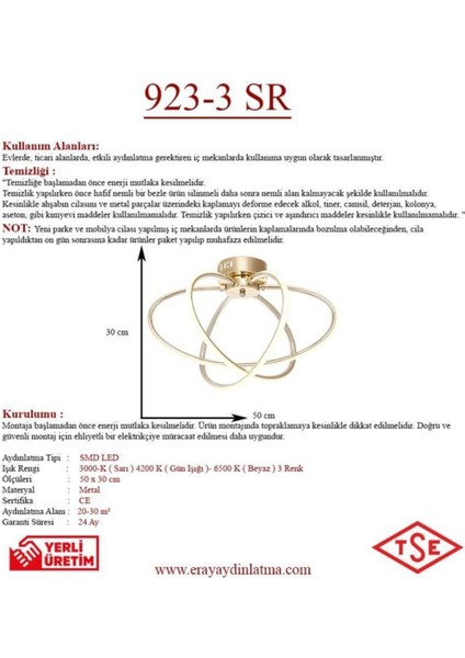 923-3 3'lü LED Sarı Avize modelleri