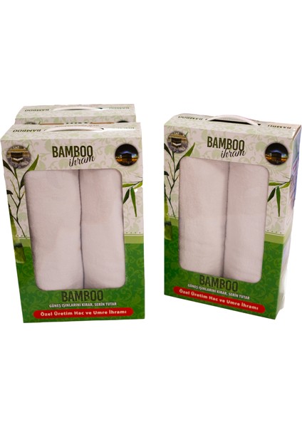 Bambu Ihram Takımı 110 x 220, %100 Bambu, 1250GR. Yumuşak, Beyaz Renkli, Hac ve Umre Ibadeti Için.