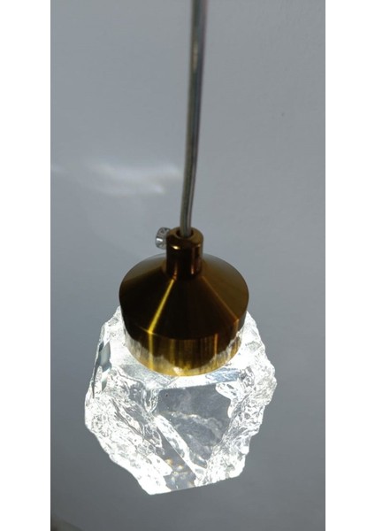 Tuli Tekli Gold Kaplamalı Sarkıt Avize Modern Avize Kristal Cam 3 Renk Avize LED Ampul Şık Tasarım