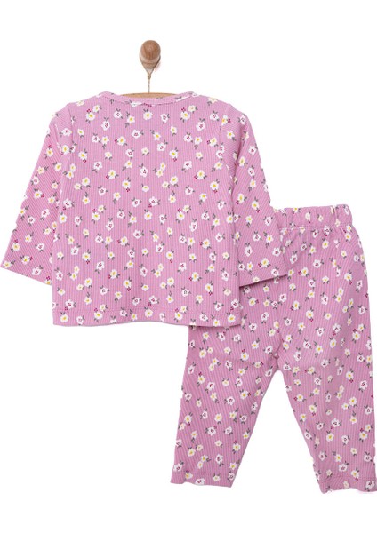 Kaşkorse Çiçek Desen Uzun Kol Pijama Takımı
