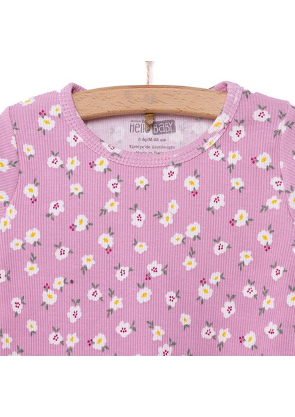 Kaşkorse Çiçek Desen Uzun Kol Pijama Takımı