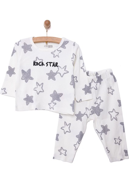 Kaşkorse Uzun Kol Yıldız Desen Pijama Takımı Erkek Bebek