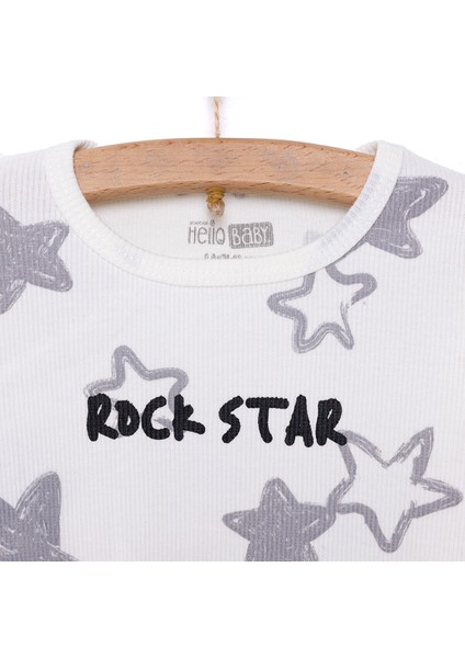 Kaşkorse Uzun Kol Yıldız Desen Pijama Takımı Erkek Bebek