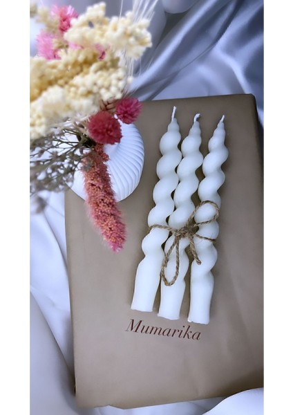 Mumarika 3 Adet Burgu Şamdan Mum
