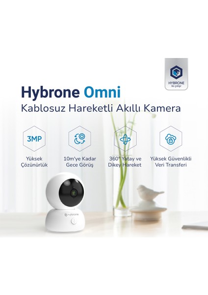 Omni Wi-Fi Akıllı Kamera, 360 Derece Görüntüleme, Akıllı Hareket Takibi, Ses Algılama, Çift Yönlü Sesli Görüşme, Uzaktan Kontrol