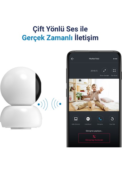 Omni Wi-Fi Akıllı Kamera, 360 Derece Görüntüleme, Akıllı Hareket Takibi, Ses Algılama, Çift Yönlü Sesli Görüşme, Uzaktan Kontrol