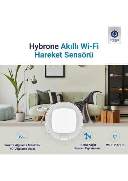 Akıllı Wi-Fi Hareket Sensörü, Uzaktan Kontrol, 9 Metre Algılama Mesafesi, 11 kg Kadar Hayvan Algılamama