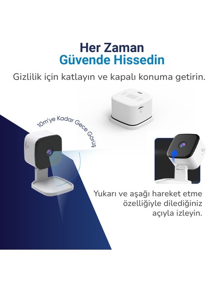 Fold Katlanabilir Wi-Fi Akıllı Kamera, İnsan Algılama, Çift Yönlü Sesli Görüşme, Hareket Algılama, Siren Özelliği, Uzaktan Kontrol