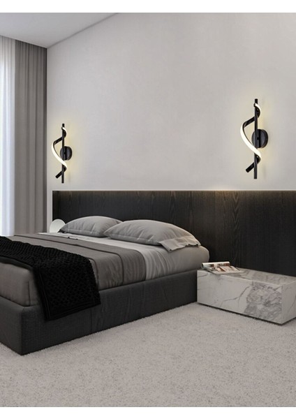 2'li Siyah LED Duvar Aplik, Pilsiz, Modern ve Şık Dekorasyon Parçası