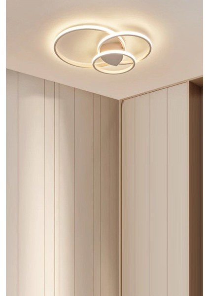 Parlak Beyaz Üçlü Ledli Modern Avize, Alüminyum, 50x40 cm, şık aydınlatma seçeneği