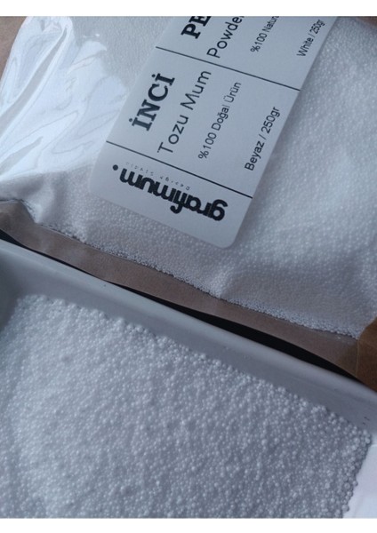 Incı Tozu Mum Beyaz 250 Gram Sonsuzluk Tozu Mum Doğal Mum 20 Adet Fitil ile Pearl Powder Candle