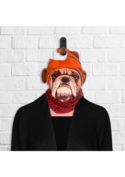 Bulldog Dijital Baskılı Butik Ahşap Elbise Askısı