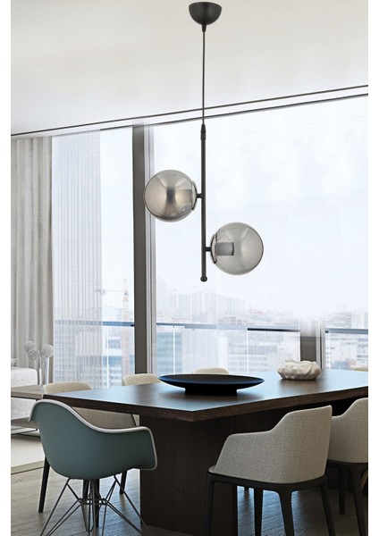 Şık Füme Camlı Modern Sarkıt Avize, 2 Başlıklı Zarif Aydınlatma fiyatları