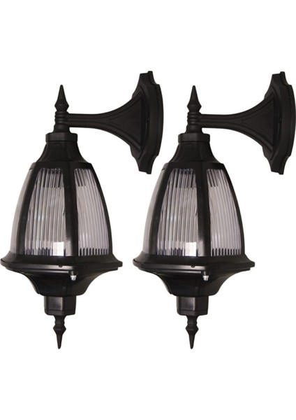 Şık Siyah Duvar Aplik, İç ve Dış Mekan, E27 Duy, Plastik Materyal