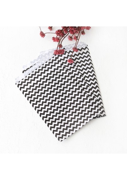 Zikzak Desenli 40 Adet Kese Kağıdı Beyaz Siyah 18 x 30 cm fiyatları