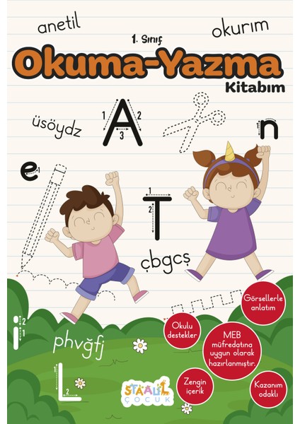 İlkokul 1. Sınıf Kaynak Kitapları Serisi Okuma - Yazma Kitabım (Yeni Müfredat - Anetil)