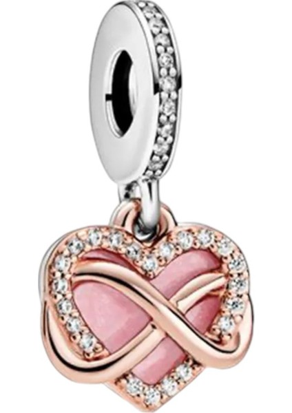 Sallantılı Sonsuzluk Kalpli Gümüş Charm