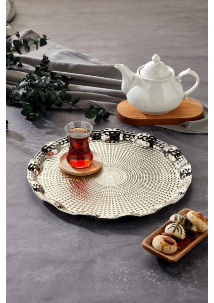 25 cm Rölyefli Sunum Tepsisi - Şık ve Zarif Tasarım modelleri