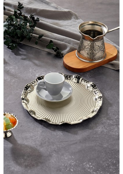 35 cm Rölyefli Sunum Tepsisi - Şık ve Zarif Tasarım