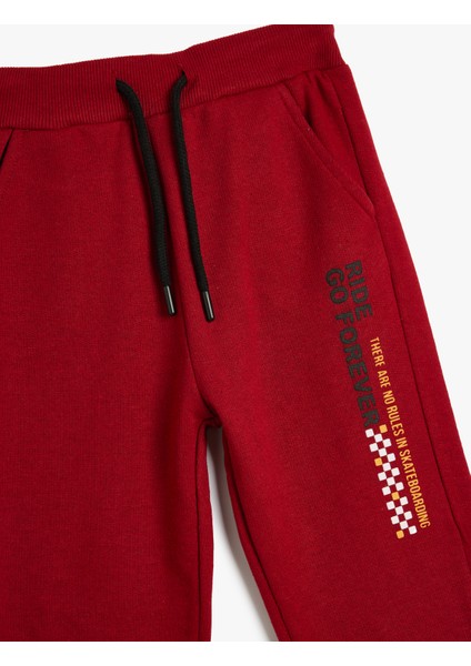 Jogger Eşofman Altı Slogan Baskılı Cepli Beli Bağlamalı
