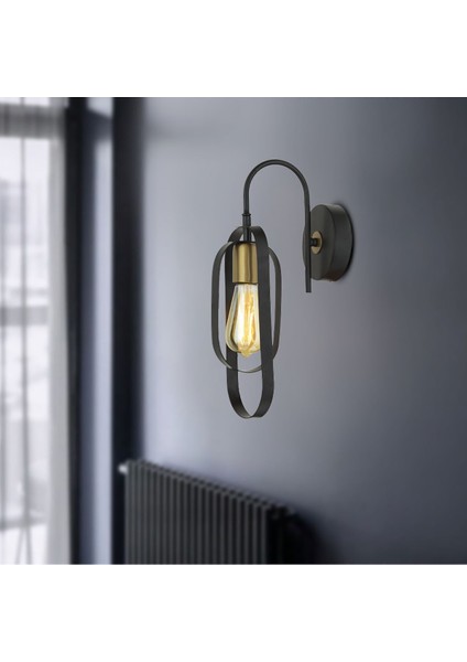 Siyah Eskitme Yatak Odası ve Restoran Duvar Lambası, Retro Metal Aplik E27 Duy