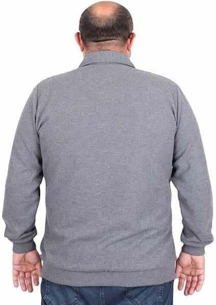 Erkek Büyük Beden Polo Yaka Sweat Flota Cep 24407 Antrasit Melanj modelleri