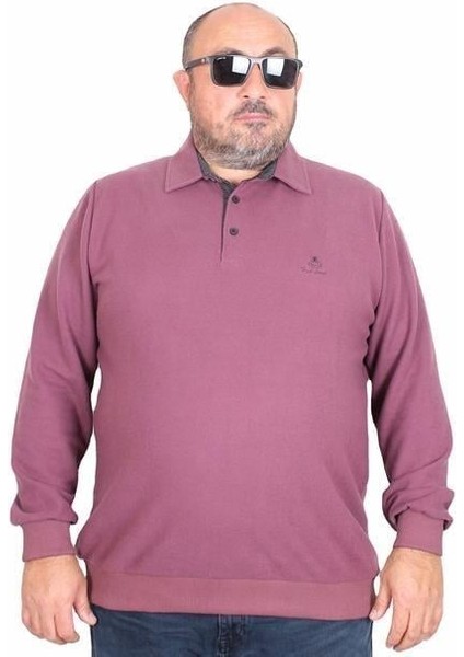 Erkek Büyük Beden Polo Yaka Sweat Feel Good 24408 Eflatun