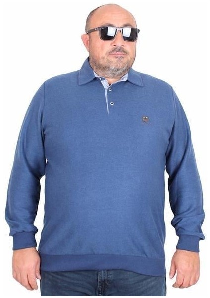 Erkek Büyük Beden Polo Yaka Sweat Moc Grande 24410 Marin