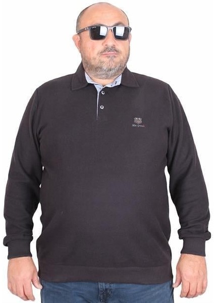Erkek Büyük Beden Polo Yaka Sweat Moc Grande 24410 Sıyah