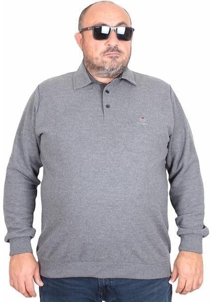 Erkek Büyük Beden Polo Yaka Sweat Feel Good 24408 Antrasit Melanj