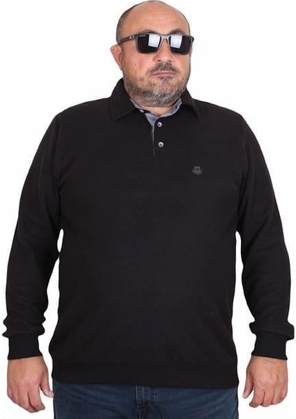 Erkek Büyük Beden Polo Yaka Sweat Orjinal 24409 Sıyah