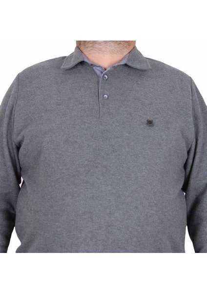 Erkek Büyük Beden Polo Yaka Sweat Orjinal 24409 Antrasit Melanj modelleri