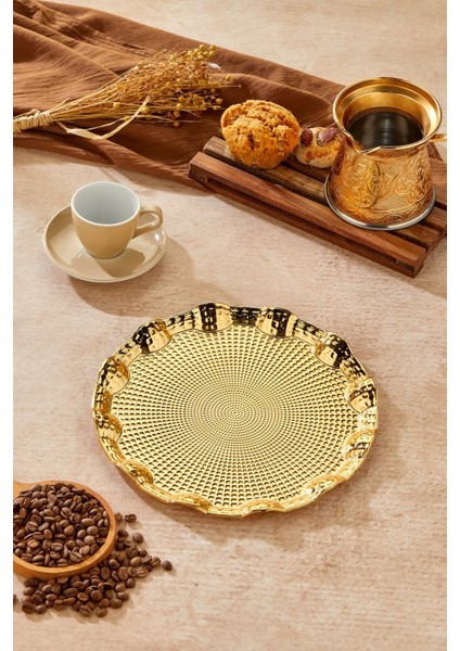 25 cm Rölyefli Sunum Tepsisi - Şık ve Zarif Tasarım