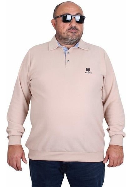 Erkek Büyük Beden Polo Yaka Sweat Moc Grande 24410 Bej