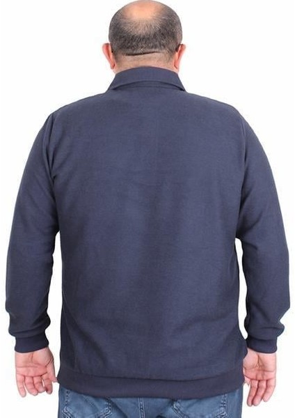 Erkek Büyük Beden Polo Yaka Sweat Flota Cep 24407 Lacıvert modelleri