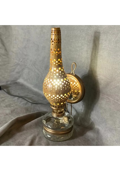 El Yapımı Su Kabağı Gaz Lambası Görünümlü Gece Lambası 13 x 35 cm