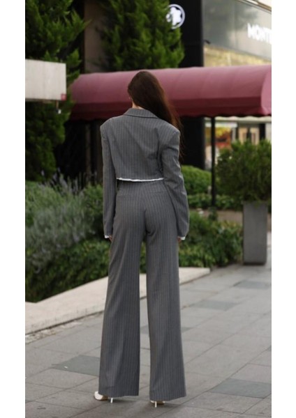 Crop Ceket Pantolon Takım