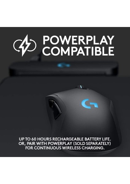 G703 Lightspeed 25.600 Dpı Hero Sensörlü Kablosuz Siyah Oyuncu Mouse 910-005644 (Ithalatçı Garantili)