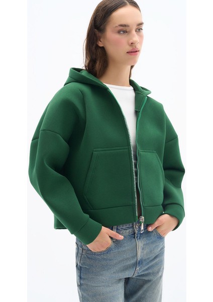 Surge Jacket - Oversize Fit Scuba Kumaş Fermuarlı Kapüşonlu Rüzgar Geçirmez Ceket