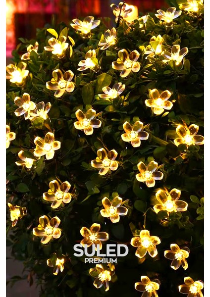Dekoratif Çiçekler 5mt LED Işık Sarı Iç ve Dış Mekan 220V 20 Çiçek LED Parti Süsleme Dekor
