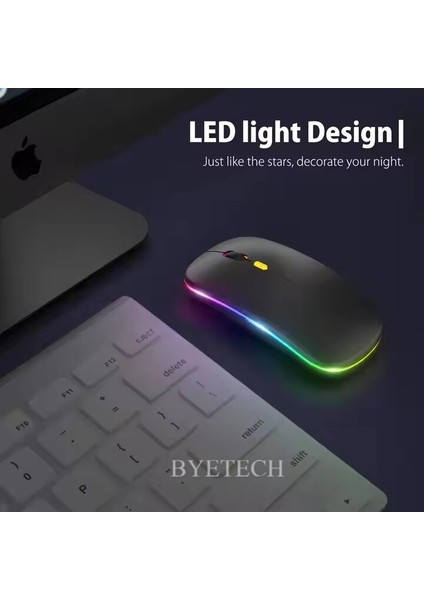 Kablosuz Şarjlı,Bluetooth, Ultra Slim Led, 2.4 GHZ,2400 Dpı, Sessiz Tık _ Gecikmesiz, Oyuna Uygun