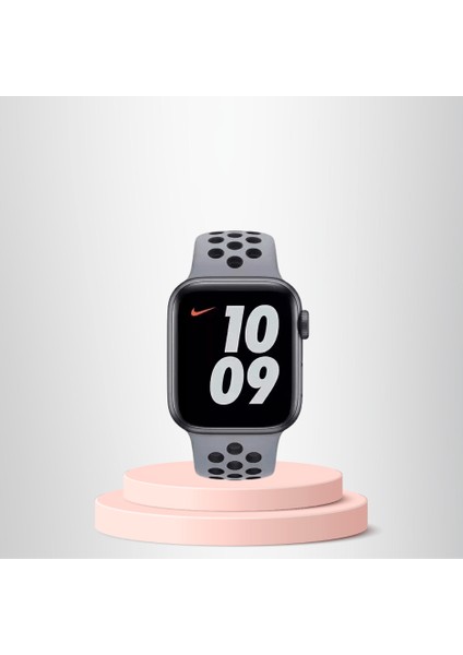 Apple Watch 42 44 45 49 Mm/l  Kordon Kayış Bileklik Delikli Gri-Siyah